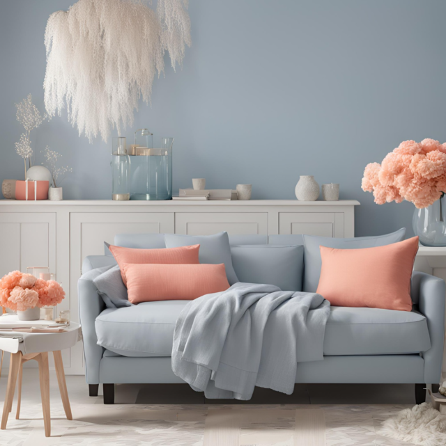 Dusty Blue and Soft Coral